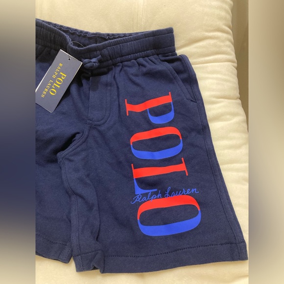 NWT POLO RALPH LAUREN KIDS LOGO SPA TERRY PULL-ON SHORTS NAVY - Picture 3 of 6